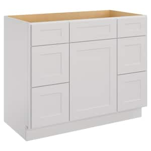 42 in. W x 21 in. D x 34.5 in. H in Dove White Plywood Stock Ready to Assemble Vanity Sink Drawer Base Kitchen Cabinet