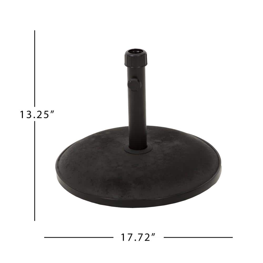 Black Concrete and Iron Round Umbrella Base, 36 lb