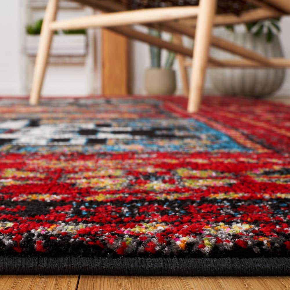 Vintage Red and Light Blue Persian Style 8' x 10' Area Rug