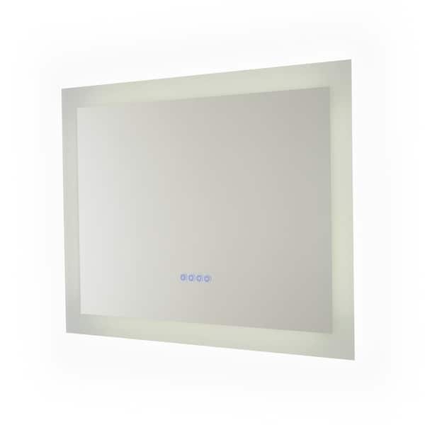 Renin Melody 23.5 in. W x 31.5 in. H Frameless Rectangular LED Light Bathroom Vanity Mirror in Grey