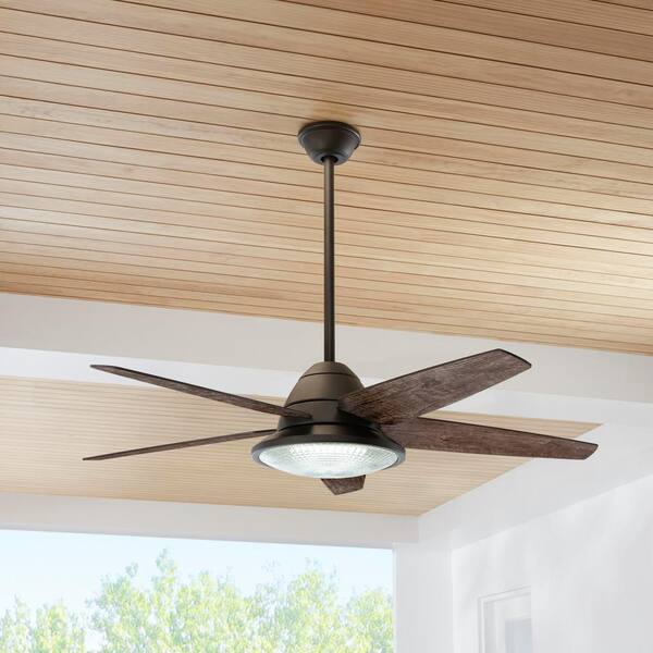 Berwick 52 in. LED Espresso Bronze Ceiling Fan with Light and Remote Control works with Google and Alexa