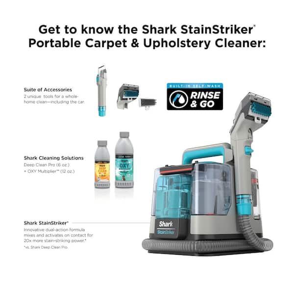 StainStriker Portable Carpet, Upholstery & Rug Corded Cleaner, 2 Tools, Self Cleaning, Stain & Odor Remover in Dove Grey