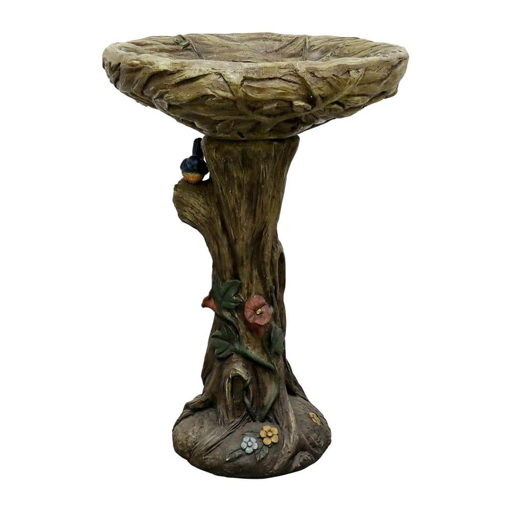 25.5 in. H Wood-Look Concrete Birdbath with Faux Bark and Flower Detail-Rustic Long-Lasting Outdoor Decor price history on PriceWatchPro