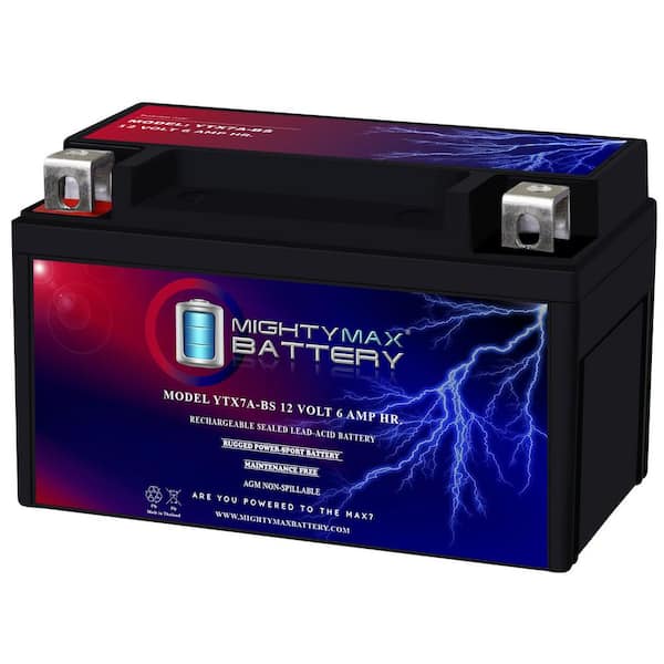 MIGHTY MAX BATTERY YTX7A-BS Battery for High Performance - Maintenance Free 7A-BS