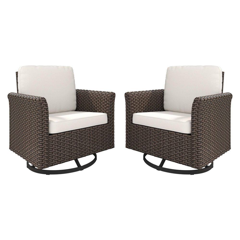 2-Piece Brown Wicker Outdoor Patio Rocking Lounge Chair with Beige Cushions price history on PriceWatchPro