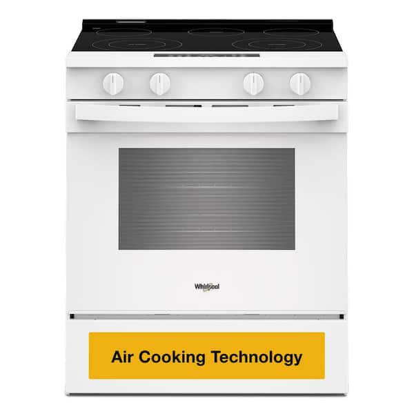 30 in. 5 Element Slide-In Electric Range in White with Air Cooking Technology and Steam Clean
