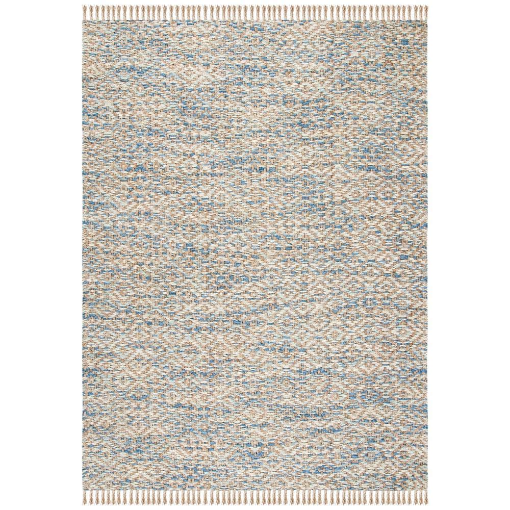 Handwoven Geometric Blue Jute 8' x 10' Area Rug