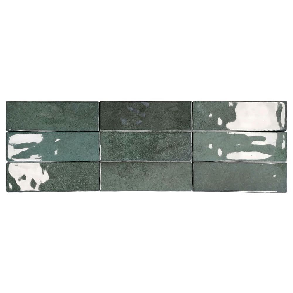 EMSER TILE Passion Verde 3 in. x 8 in. Glossy Porcelain Wall