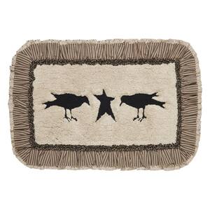 Kettle Grove 20 in. x 30 in. Dark Creme Black Primitive Crow Bathmat