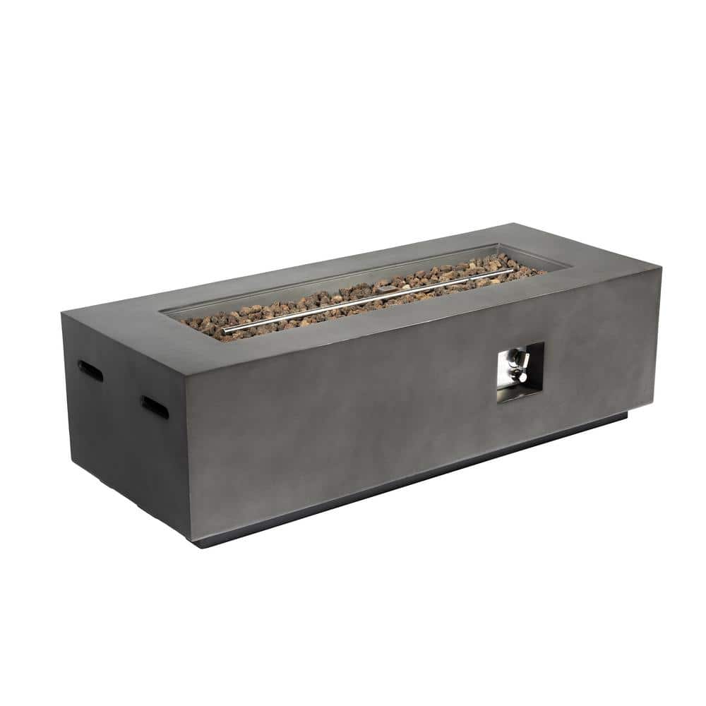 60 in. Dark Gray Outdoor Rectangle 50,000 BTU Propane Fire Pit Table with W