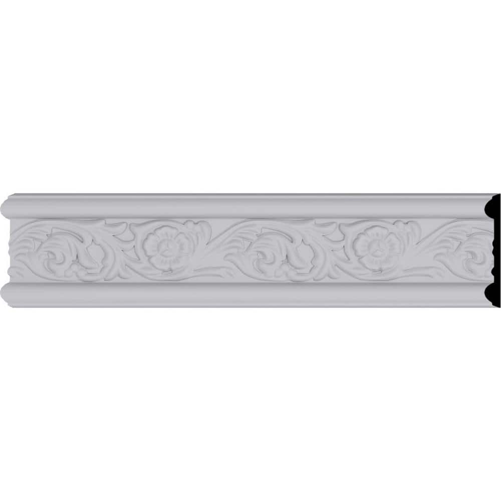 Emery Floral White Polyurethane Crown Moulding 94.5"