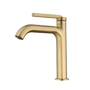 Low Arc Single-Handle Single Hole Bathroom Faucet in Brushed Gold