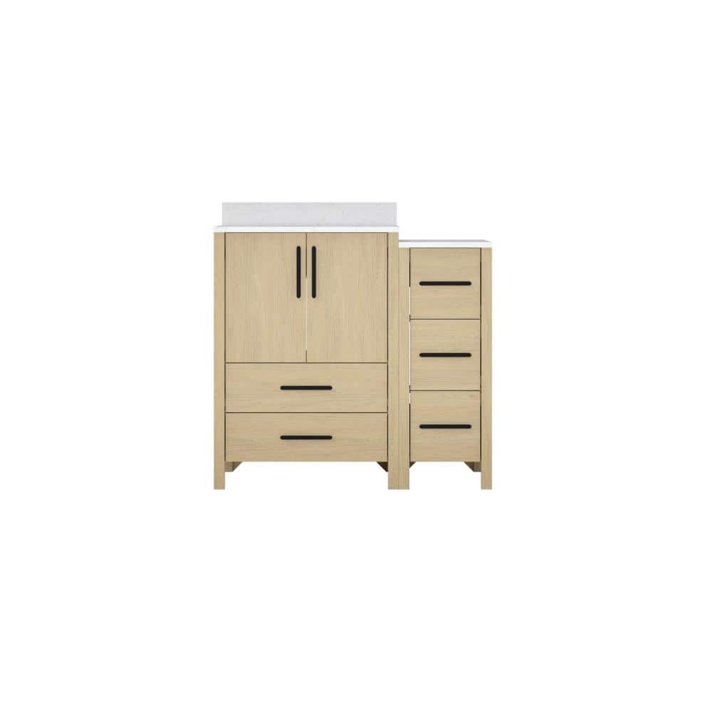 36 in. Freestanding Natural Wood Bath Vanity with White Engineered Stone Top Pre-assembled price history on PriceWatchPro