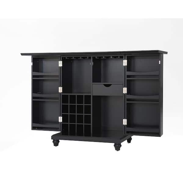 CROSLEY FURNITURE Cambridge Black Bar with Expandable Storage