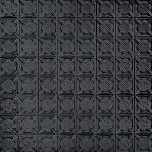 Chain Mail Satin Black 2 ft. x 2 ft. Decorative Tin Style Nail Up Ceiling Tile (48 sq. ft./case)