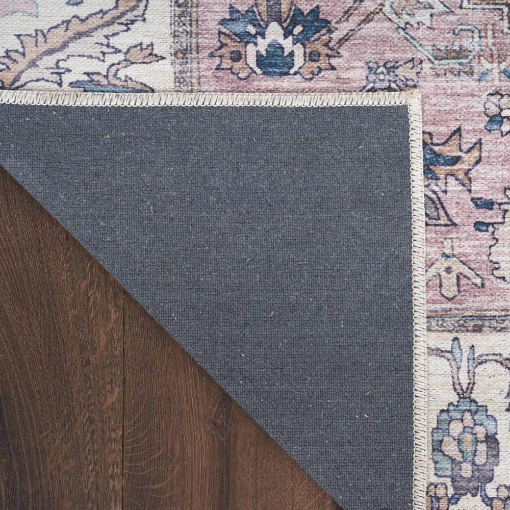 Brilliance 4' x 6' Beige Multicolor Washable Synthetic Rug