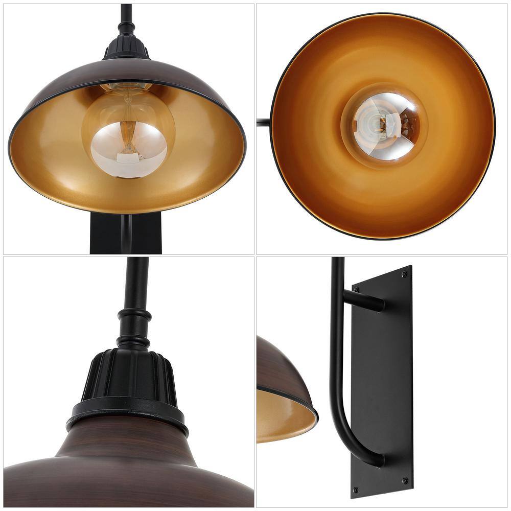 Stanley 12.25" Copper and Black Industrial Gooseneck Sconce
