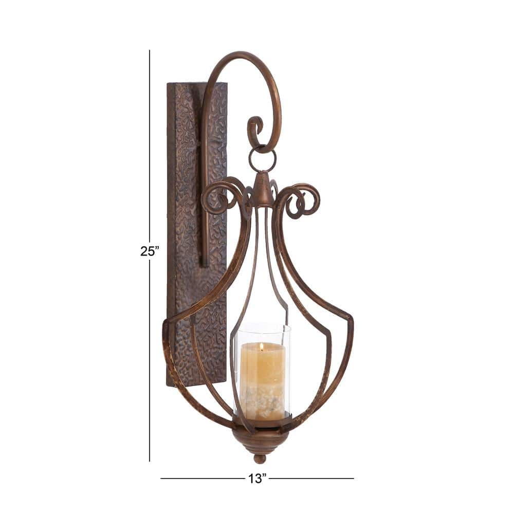 Bronze Iron and Glass Wall Sconce Lantern
