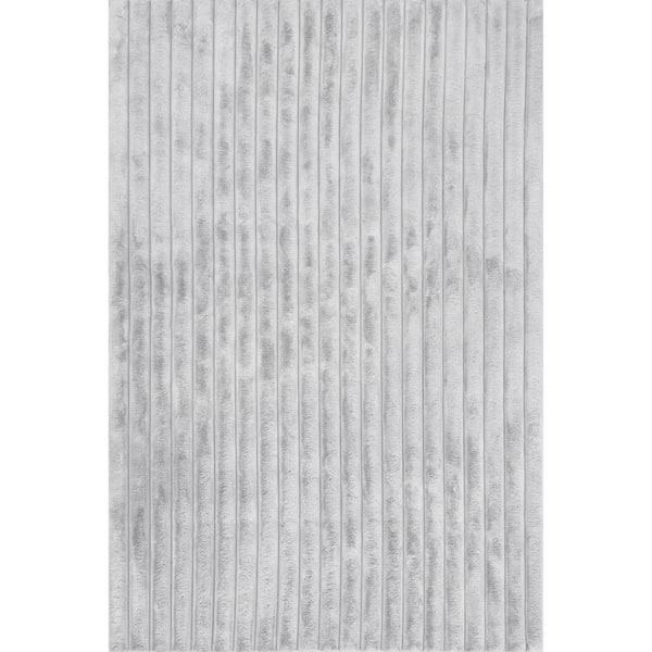 nuLOOM Kai Machine Washable Silver 5 ft. x 8 ft. Solid Area Rug