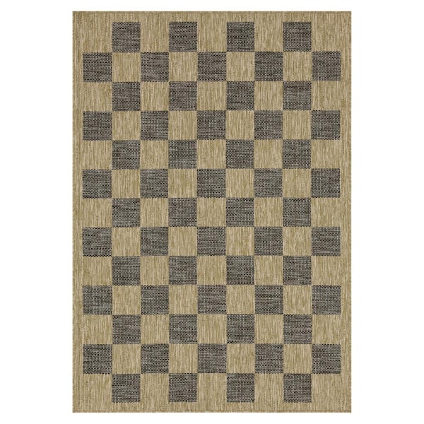 Daisy Jute and Black 10 ft. x 13 ft. Indoor/Outdoor Area Rug