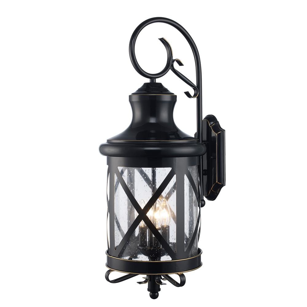Tennessee 29-Inch Bronze Outdoor Wall Lantern with Bubbled Glass
