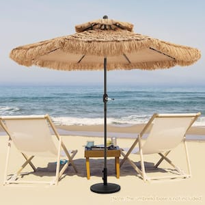 9 ft Thatched Tiki Patio Umbrella Beach Pool Sun Shade 2 Tier Hawaiian Crank
