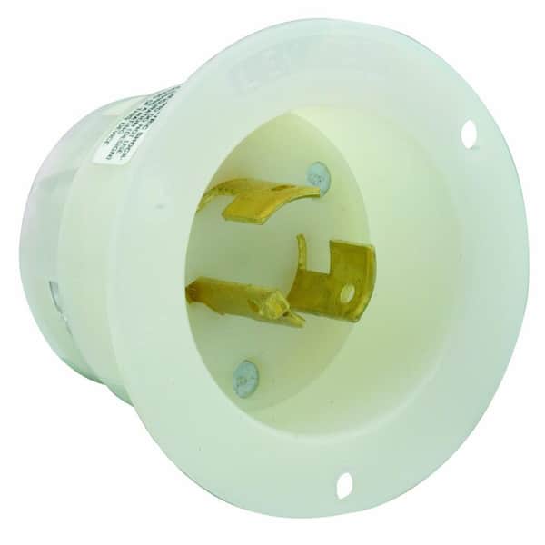 Leviton 20 Amp 125/250-Volt Flanged Inlet Non-Grounding Locking Outlet, White