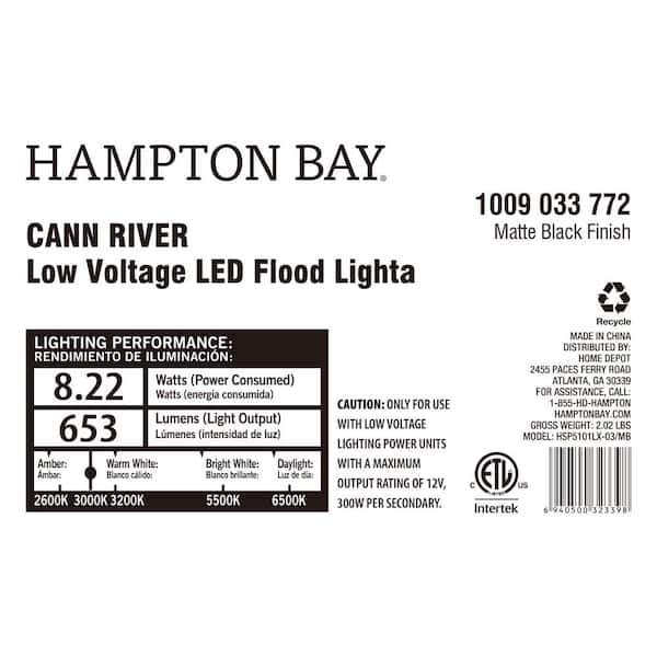 Hampton Bay Low Voltage Black LED Landscape Flood Light with Adjustable Light Color and Adjustable Beam Angle