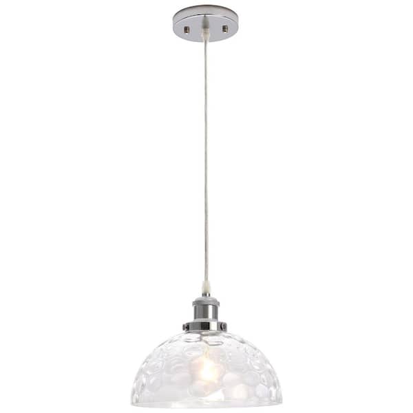 ZJVAIVE 1-Light Chrome Modern Hanging Pendant Light Linear Chandelier with Glass Shade for Kitchen Island