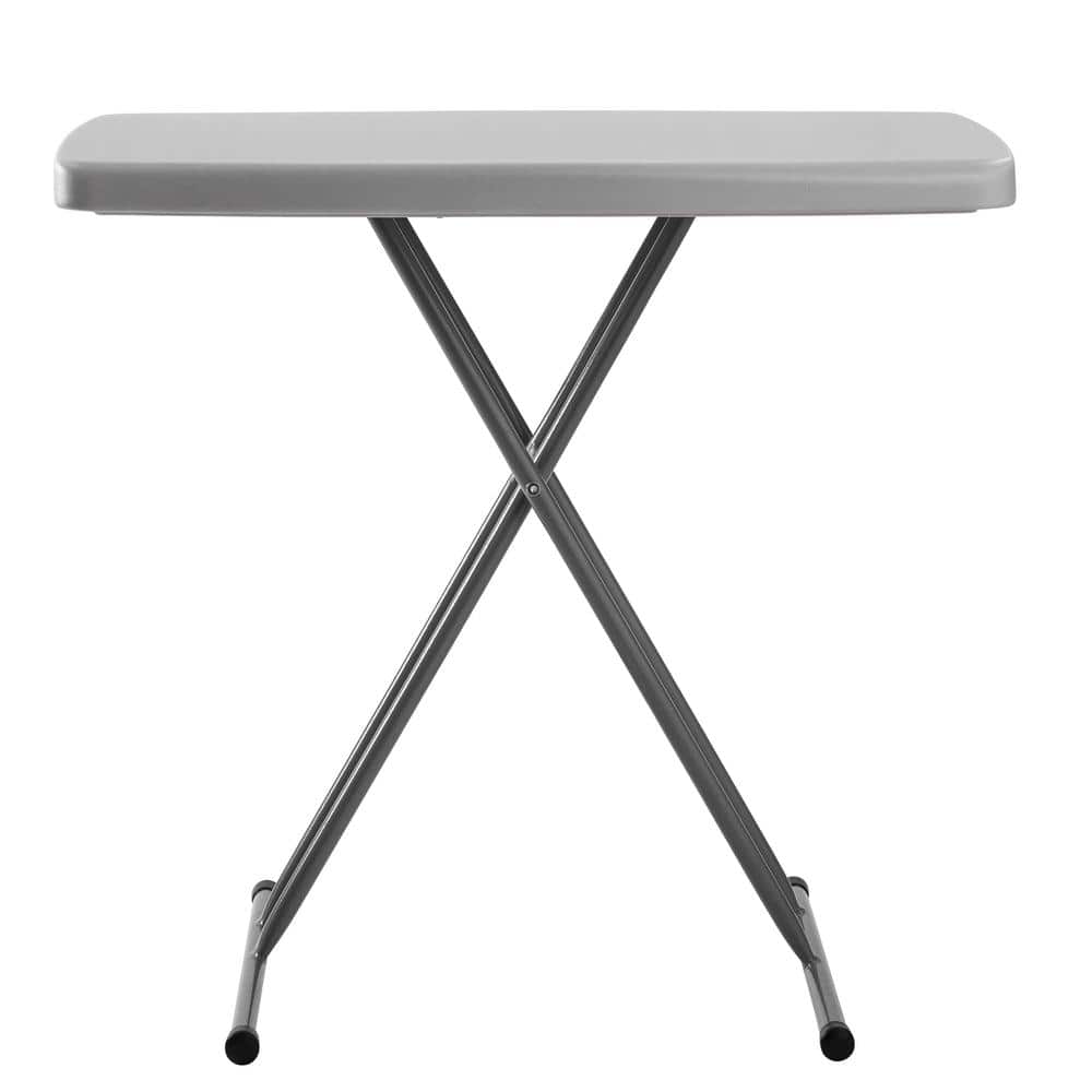 Adjustable Gray Steel and Plastic Folding Table