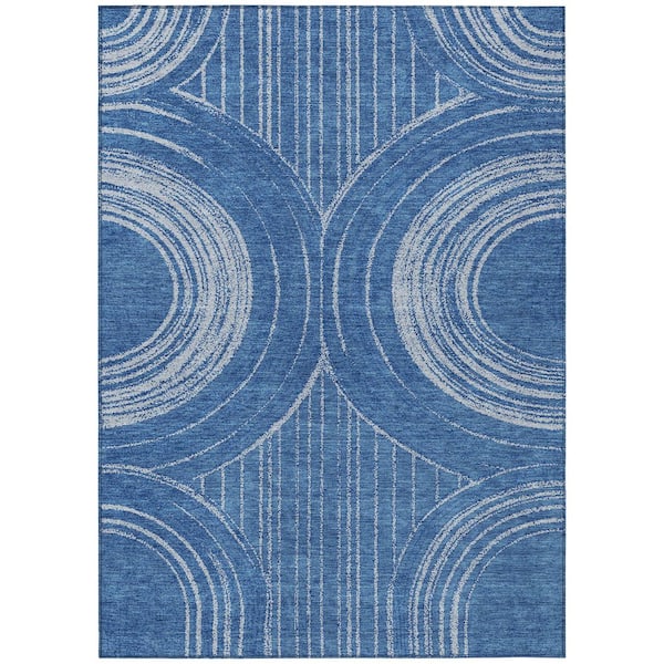 Chantille Machine Washable Indoor/Outdoor Abstract ACN2380 Navy 8 ft. x 10 ft. Area Rug