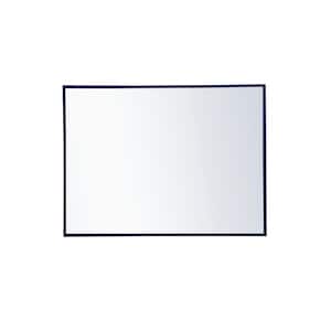 Timeless Home 24 in. W x 32 in. H Midcentury Modern Metal Framed Rectangle Blue Mirror
