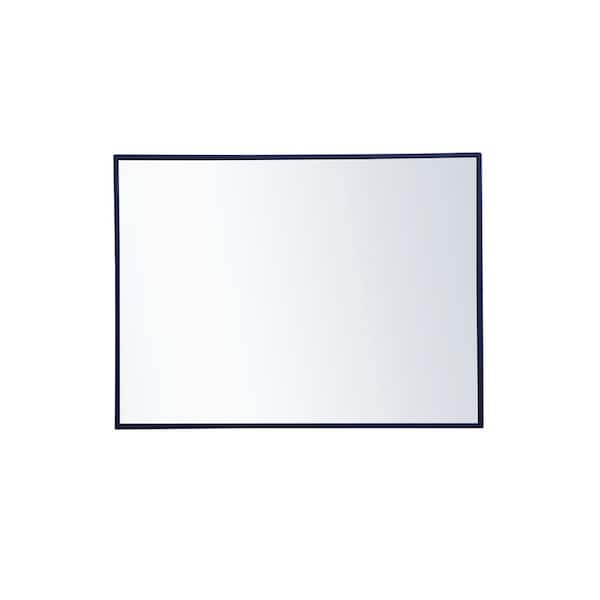 Unbranded Timeless Home 24 in. W x 32 in. H Midcentury Modern Metal Framed Rectangle Blue Mirror