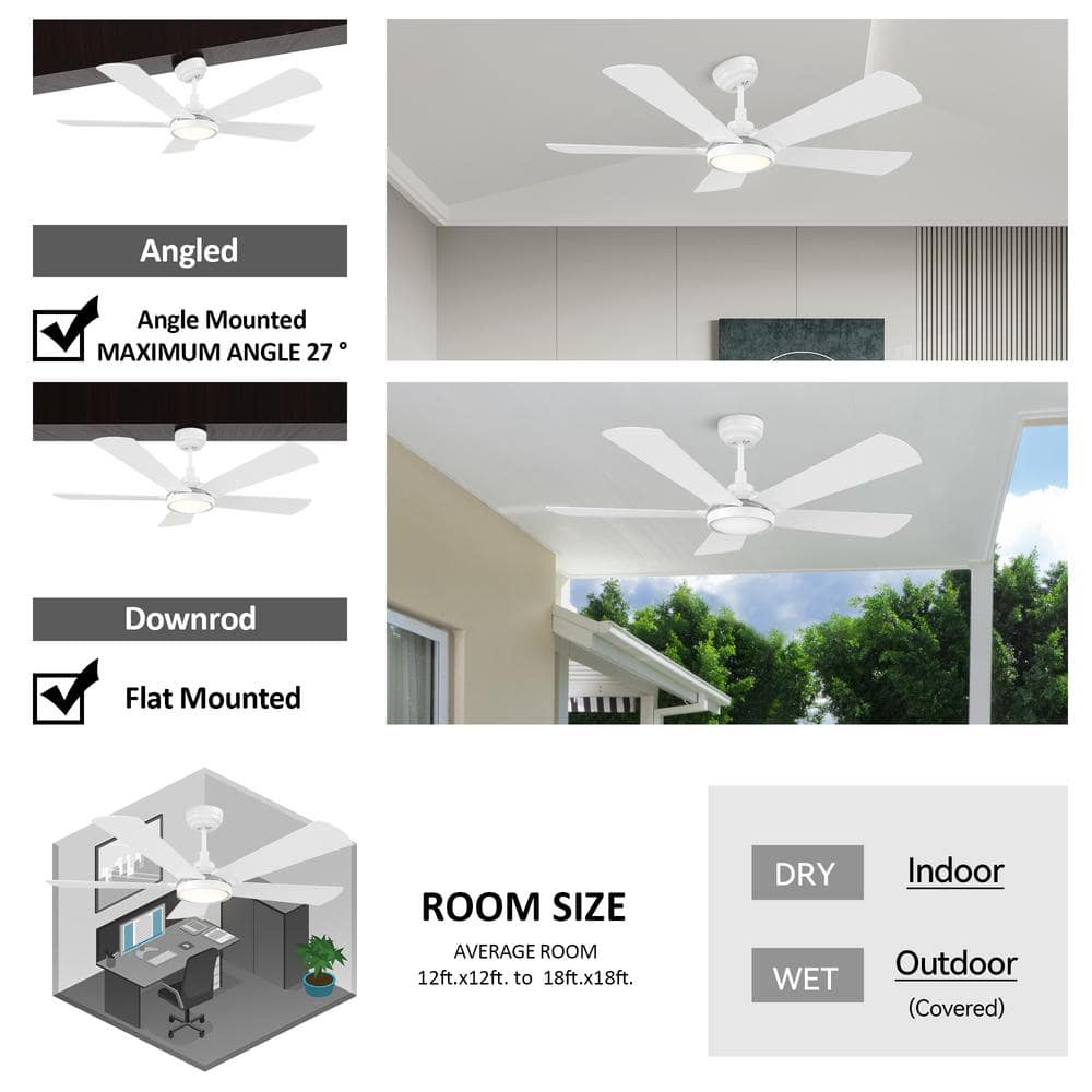 Wilkes 52'' White Manufactured Wood Smart Ceiling Fan with Glass Shade