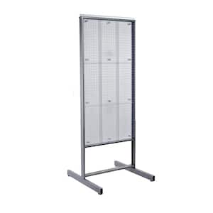 48 in. H x 24 in. W Clear Two sided Pegboard display with wheels and levelers