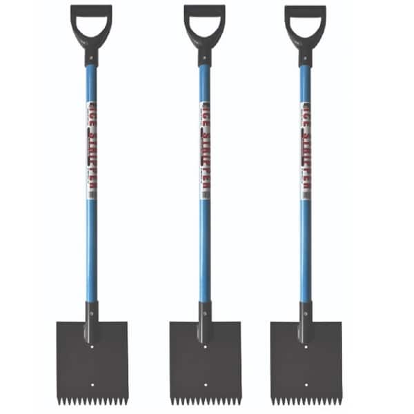 MBI 48 in. Fiberglass Handle 8 in. Steel Tethered Blade Ice Scraper Snow Shovel 3PK