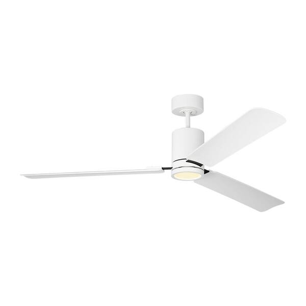 Generation Lighting - Fan Cleancut Smart 62 in. Matte White Downrod Mount Standard Ceiling Fan with Integrated LED and Remote