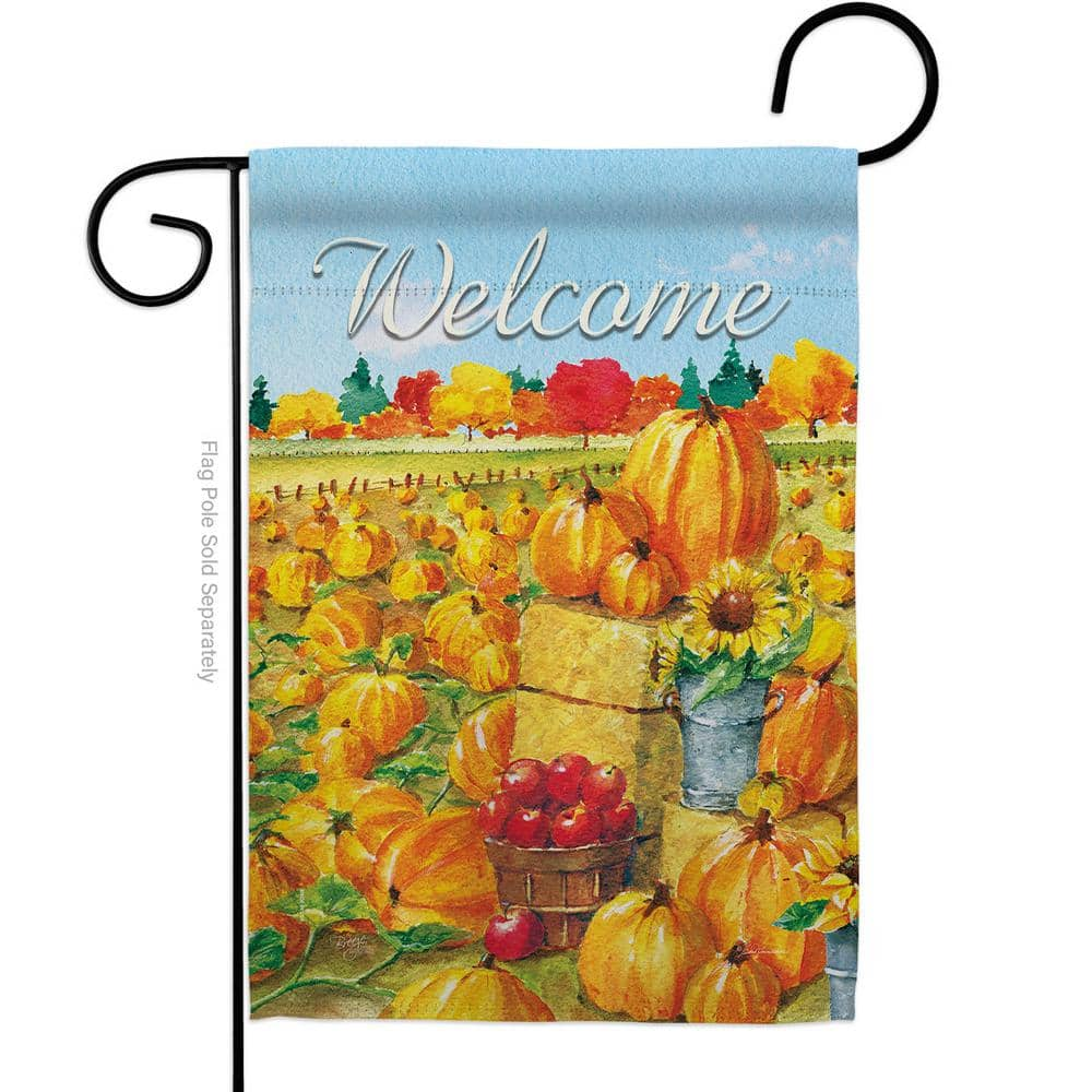 Breeze Decor 13 in. x 18.5 in. Pumpkin Patch Garden Flag Double-Sided ...