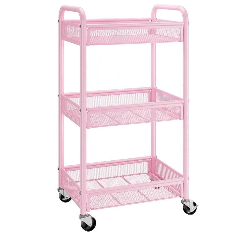 3 Tier Metal Pink Storage Cart with Rolling Wheels price history on PriceWatchPro