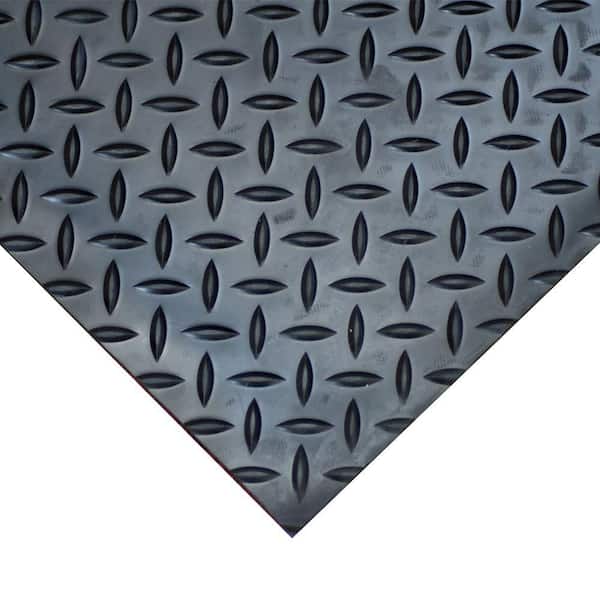 Goodyear Diamond-Plate Rubber Flooring Dark Gray 36 in. W x 60 in. L Rubber Flooring (15 sq. ft.)