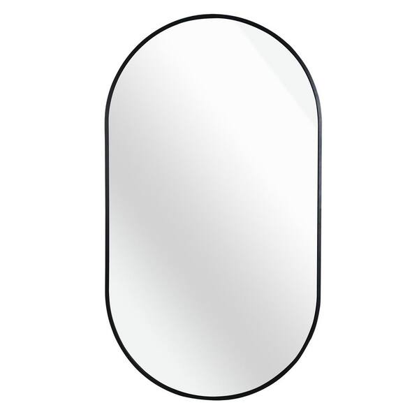 Modern Wall Mountable Black 20 in. W x 28 in. H Decorative Oval