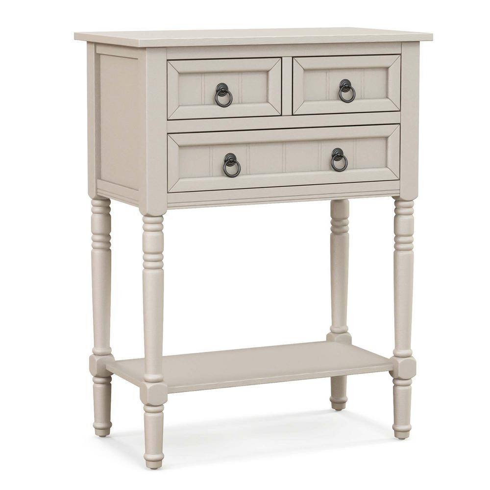 Costway 24 in. Beige Rectangle Wood Console Table Entryway Table with 3