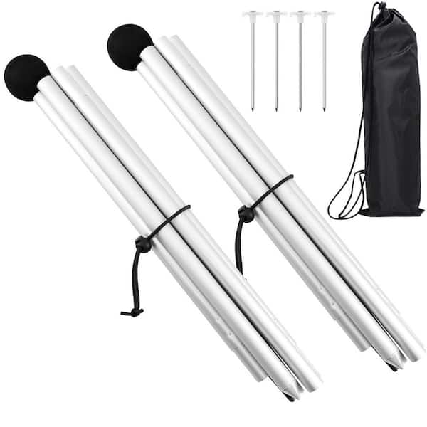 6.5 6 Ft Aluminum Alloy Foldable Awning Poles with Ground Stakes for Camping Tarp Canopy Beach Tent 2-Pack