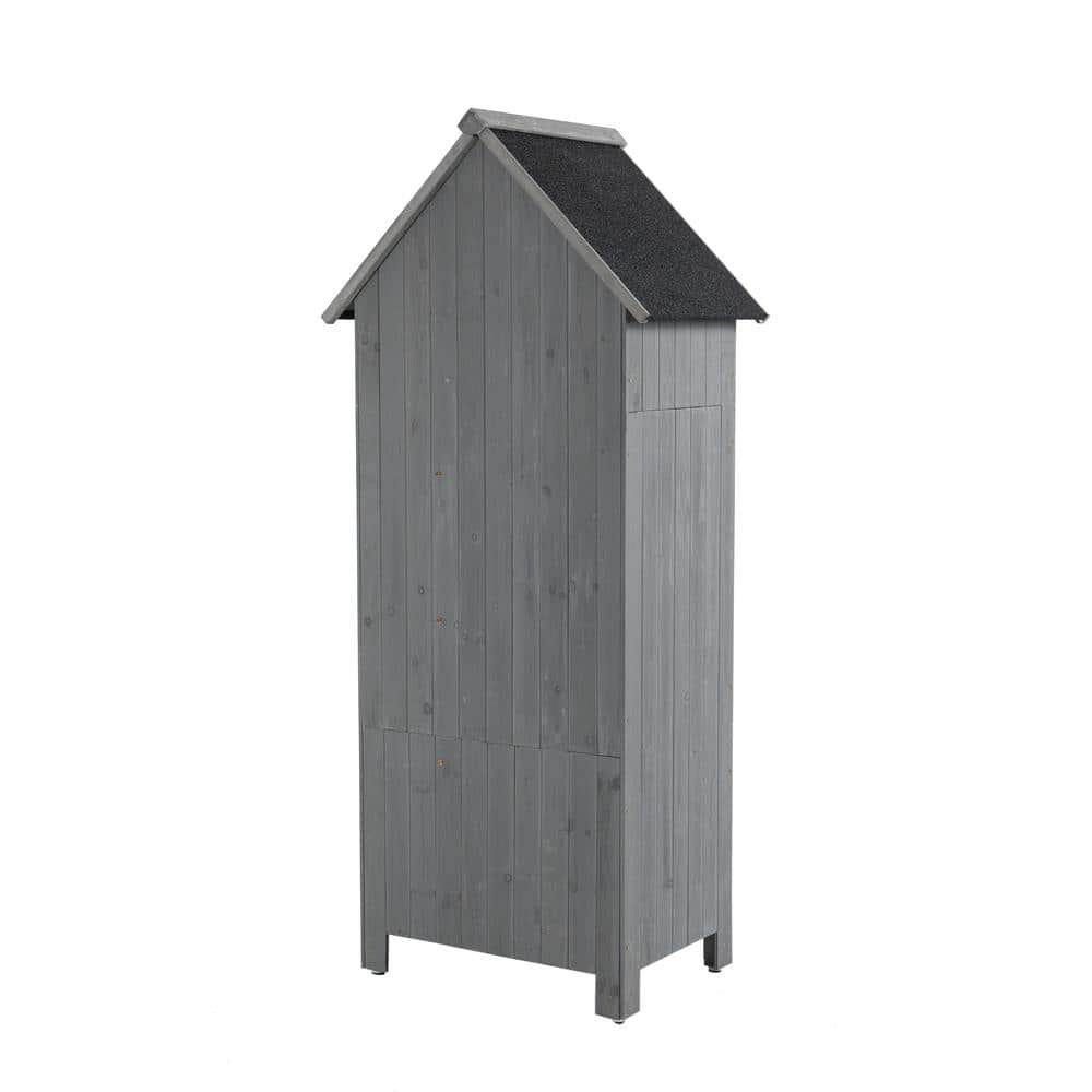 Gray Wooden Outdoor Storage Shed with Windows