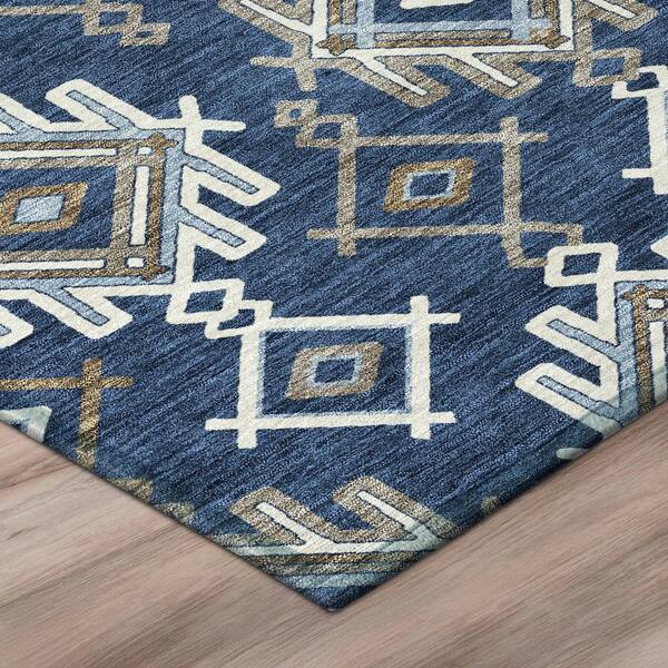 Chantille Machine Washable Indoor/Outdoor Abstract ACN3042 Navy 10 ft. x 14 ft. Area Rug
