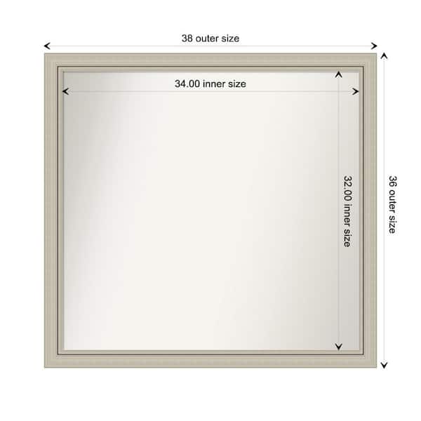 Amanti Art Romano Silver Narrow 37.75 in. x 35.75 in. Custom Non-Beveled Wood Framed Bathroom Vanity Wall Mirror