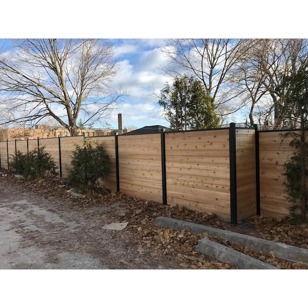 Slipfence 4 in. x 4 in. x 124 in. Black Aluminum Fence Post Includes Post Cap