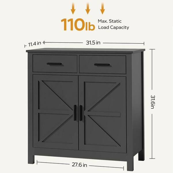 XUJMK 32 in. W x 11 in. D x 32 in. H Black Linen Cabinet, Storage