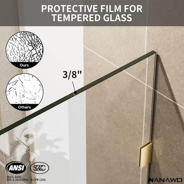 NANAWO 30 in. W x 78 in. H Frameless Fixed Single Panel Shower