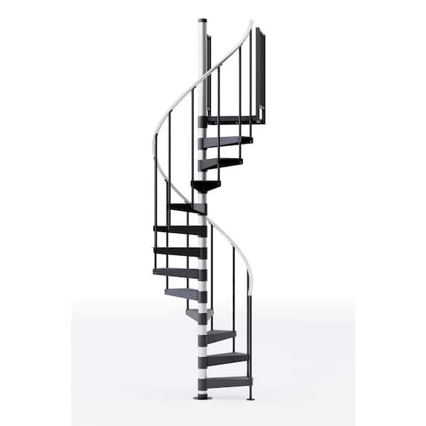 Mylen STAIRS Reroute Prime Interior 42in Diameter, Fits Height 93.5in - 104.5in, 2 36in Tall Platform Rails Spiral Staircase Kit